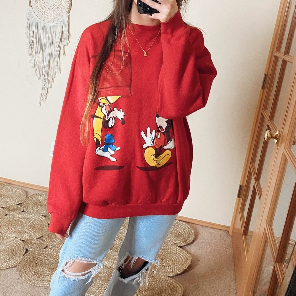 Vintage Disney Mickey Red Oversized Sweater